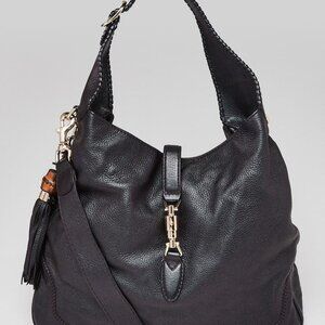Gucci Black Pebbled Leather New Jackie Medium Shoulder Bag